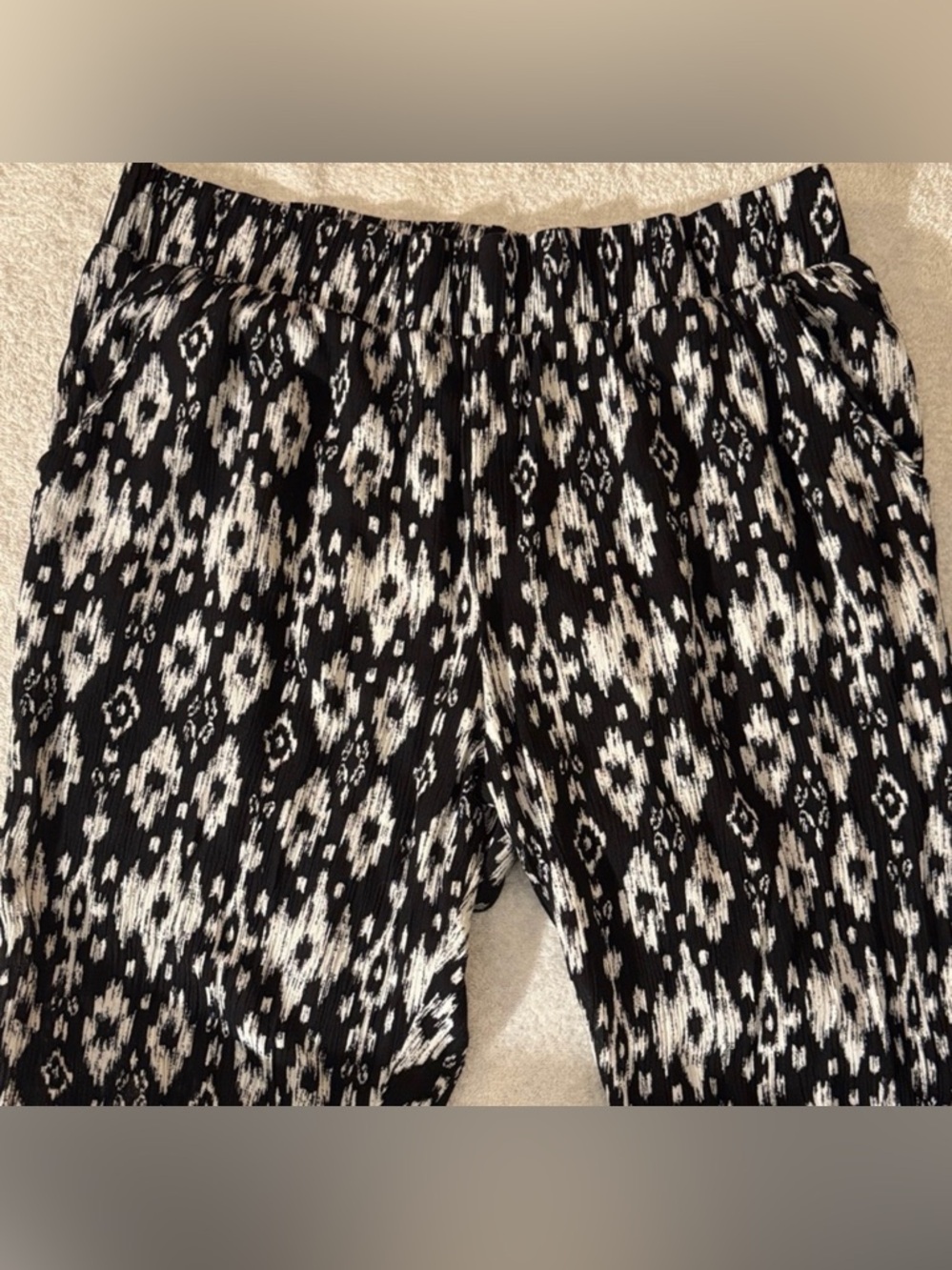 Boom Boom Jeans Ikat Tribal Boho Pants Ruched Ankle Abstract Tapered Trousers